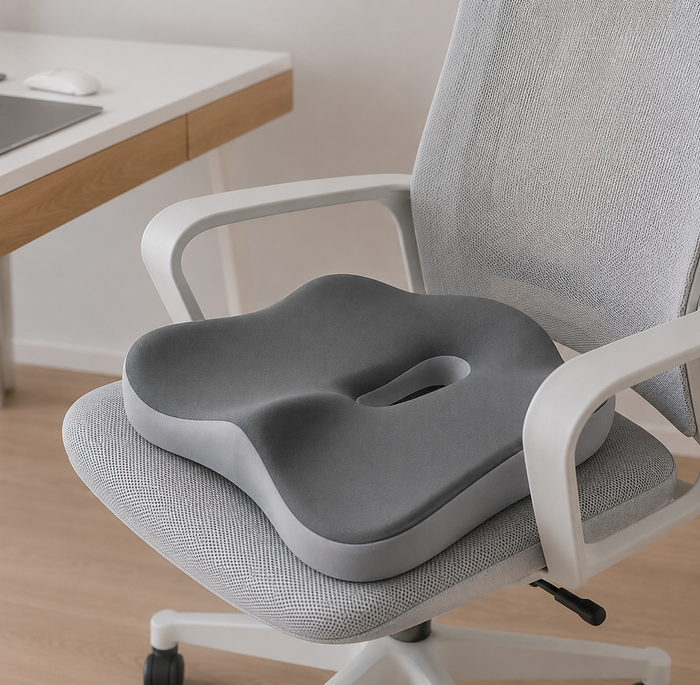 Cojín ergonómico Nurevio sobre silla de oficina